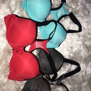 Lot of 3 Pink Victoria Secret Xs/small sports bras